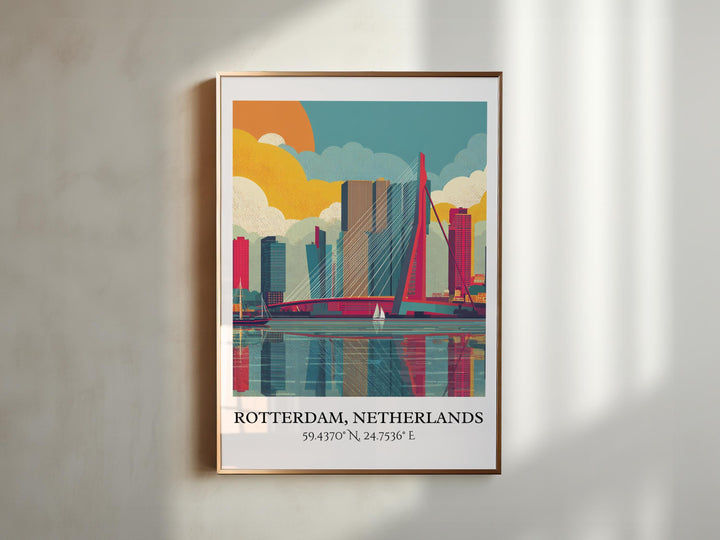 Rotterdam Art, Rotterdam Retro Travel Art, Rotterdam Home Decor, Rotterdam Gift, Netherlands Travel Art, Travel Prints, Housewarming Gift
