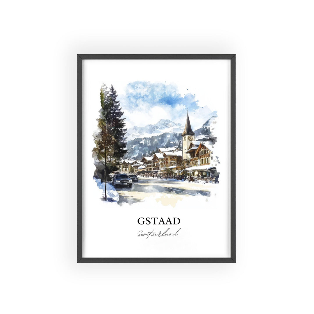 Gstaad Travel Print Wall Art Gstaad Wall Hanging Home Décor Gstaad Gift Art Lovers Switzerland Art Lover Gift Gstaad Switzerland Poster