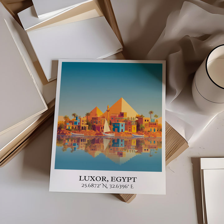 Luxor Egypt Art, Luxor Egypt Retro Travel Art, Egypt Home Decor, Egypt Gift, Egyptian Travel Art, Travel Prints, Housewarming Gift