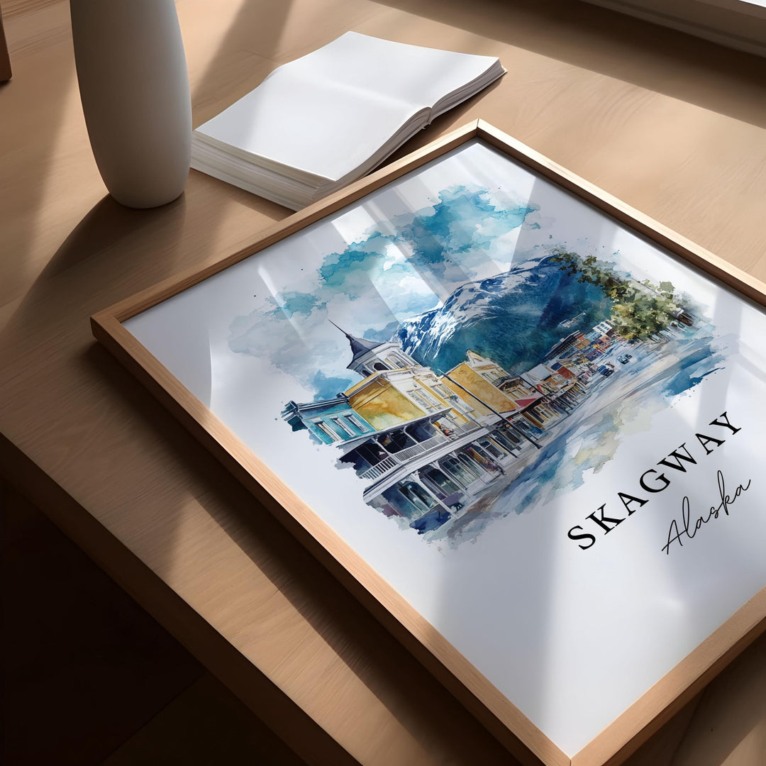 Skagway Alaska Wall Art, Skagway Print, Skagway Town Watercolor Art, Inside Passage AK Gift,