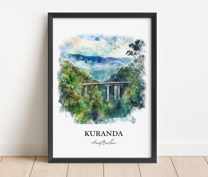 Kuranda Wall Art, Cairns Print, Queensland Watercolor Art, Kuranda Gift, Travel Print, Travel Poster, Housewarming Gift