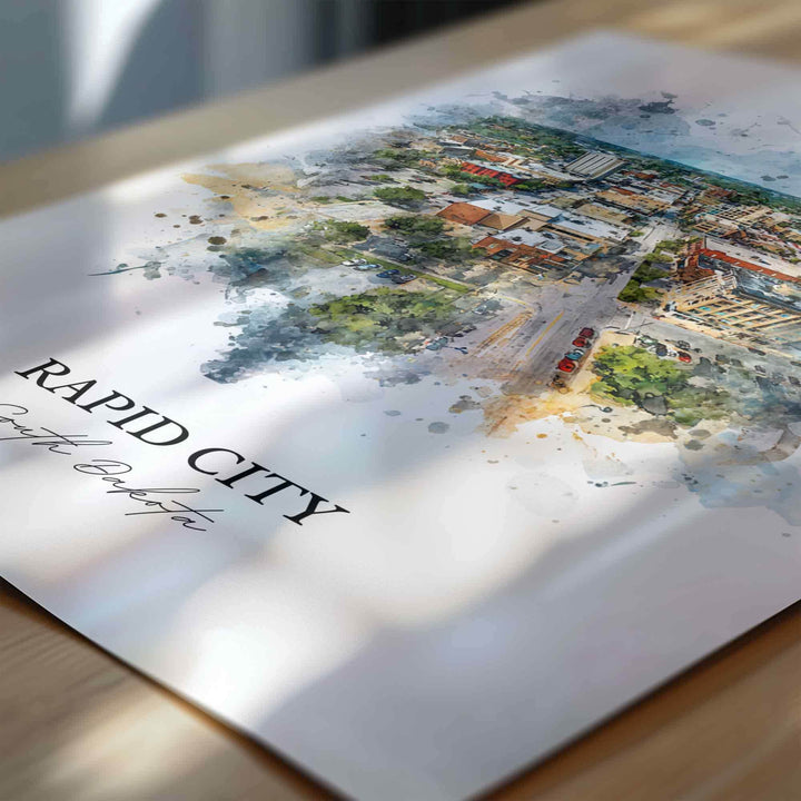 Rapid City, South Dakota – Watercolor Art Print