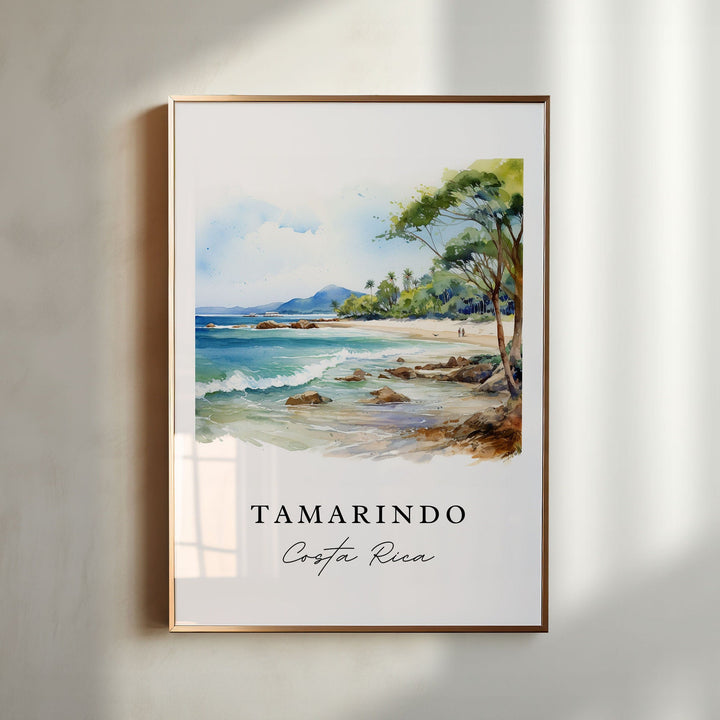 Tamarindo traditional travel art - Costa Rica, Tamarindo poster print, Wedding gift, Birthday present, Custom Text, Perfect Gift