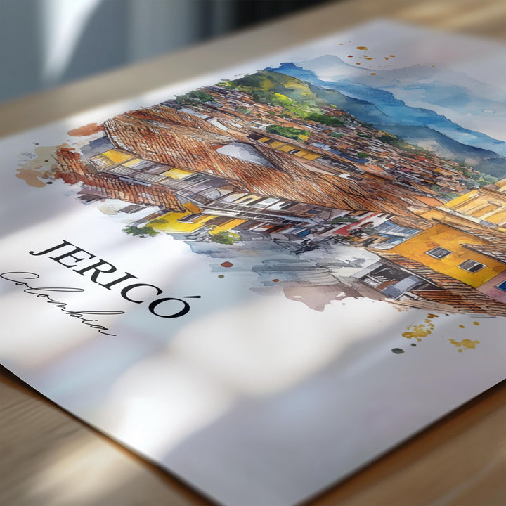 Jericó Colombia Wall Art, Antioquia Print, Colombia Watercolor Art, Jericó Colombia Gift, Travel Print, Travel Poster, Housewarming Gift