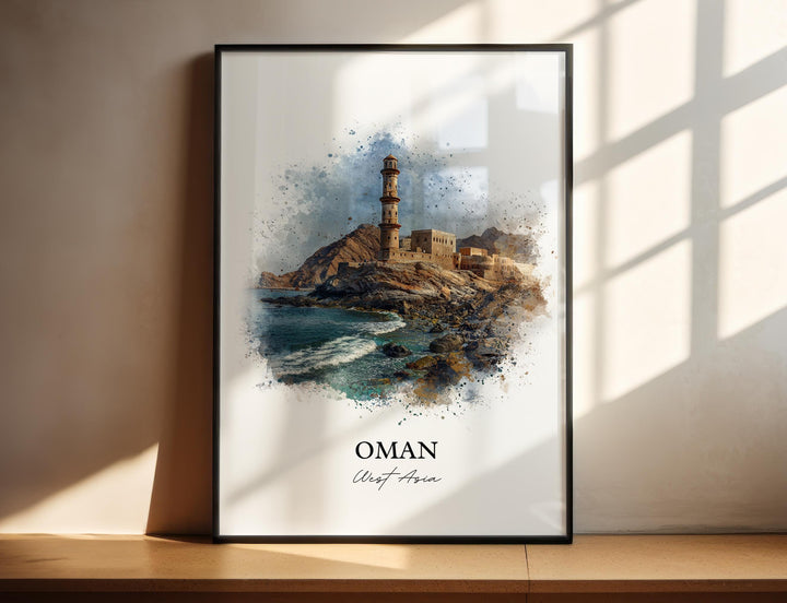 Oman Wall Art, Oman Print, Oman Watercolor Art, Oman Country Gift, Travel Print, Travel Poster, Housewarming Gift
