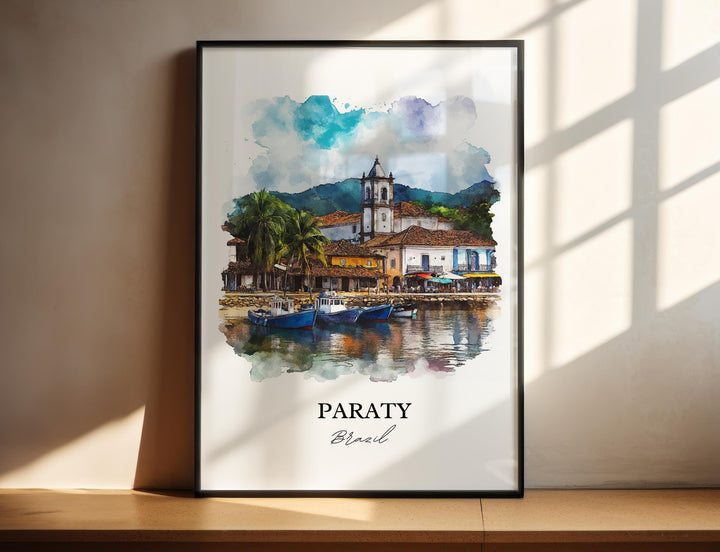 Paraty Brazil Wall Art, Costa Verde Brazil Print, Brazil Watercolor Art, Paraty Brazil Gift, Travel Print, Travel Poster, Housewarming Gift