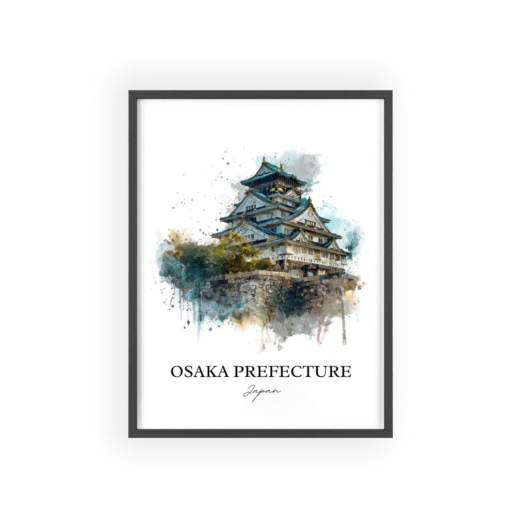 Osaka Wall Art, Osaka Japan Print, Osaka Japan Watercolor Art, Osaka Prefecture Gift, Travel Print, Travel Poster, Housewarming Gift