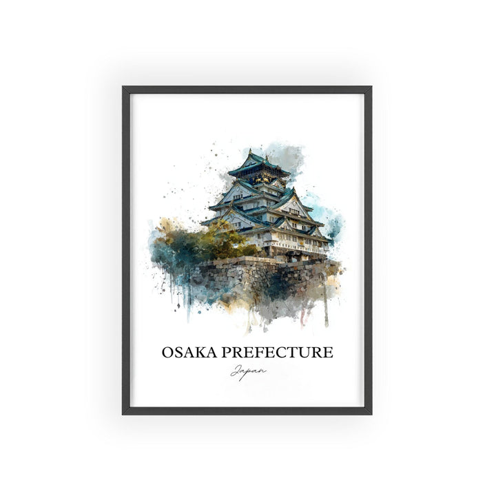 Osaka Wall Art, Osaka Japan Print, Osaka Japan Watercolor Art, Osaka Prefecture Gift, Travel Print, Travel Poster, Housewarming Gift