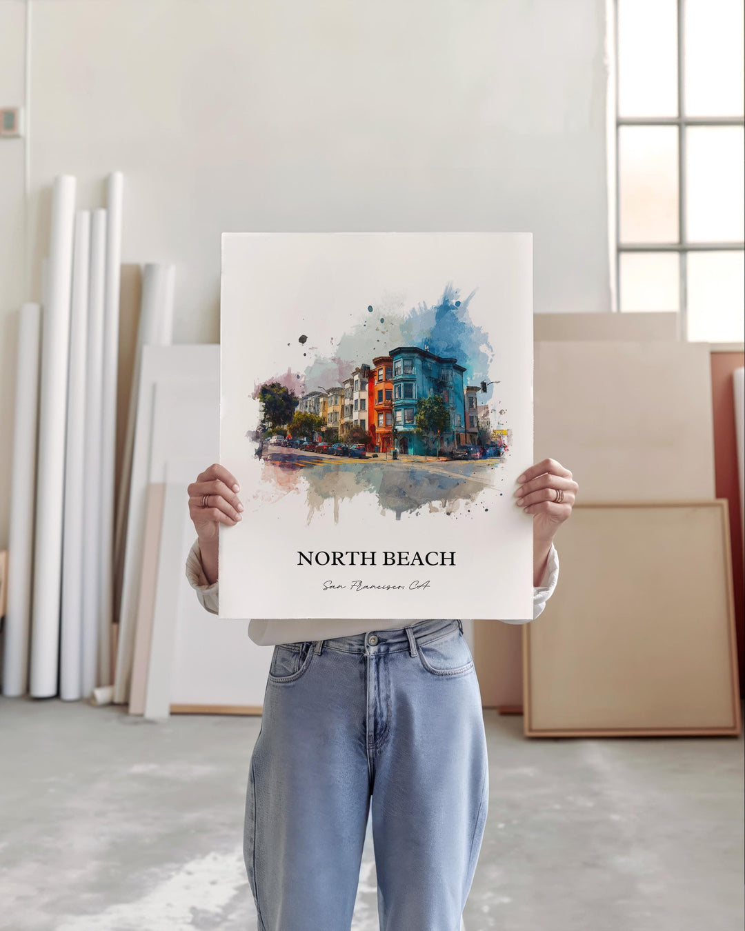 North Beach, California – Watercolor Art Print