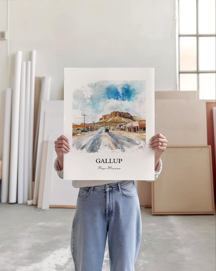 Gallup NM Wall Art, Red Rock Park Print, New Mexico Watercolor Art, Gallup New Mexico Gift, Travel Print, Travel Poster, Housewarming Gift