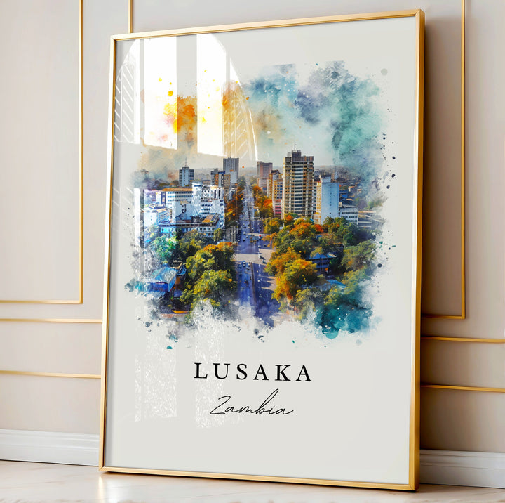 Lusaka Zambia wall art - Zambia, Lusaka print, Lusaka Wedding gift, Lusaka Birthday present, Custom Text, Perfect Gift