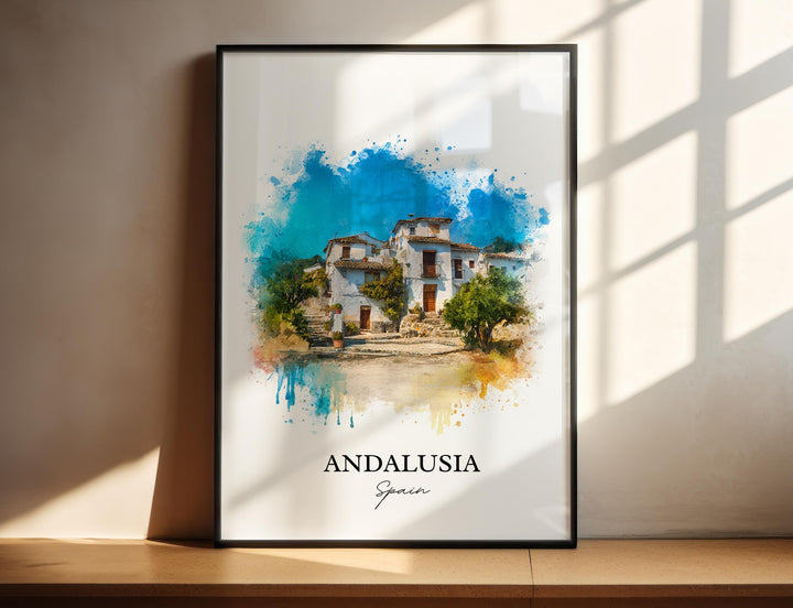 Andalusia Wall Art, Andalusia Spain Print, Spain Watercolor Art, Andalusia Gift, Andalusia Travel Print, Travel Poster, Housewarming Gift