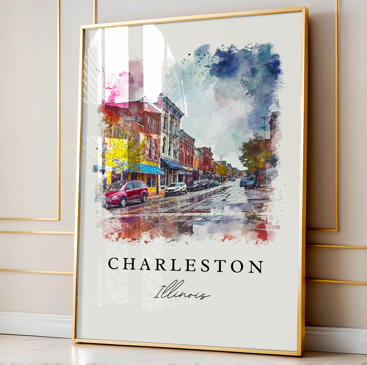 Charleston Illinois wall art - IL, Charleston print, Charleston IL gift, Birthday present, Custom Text, Perfect Gift