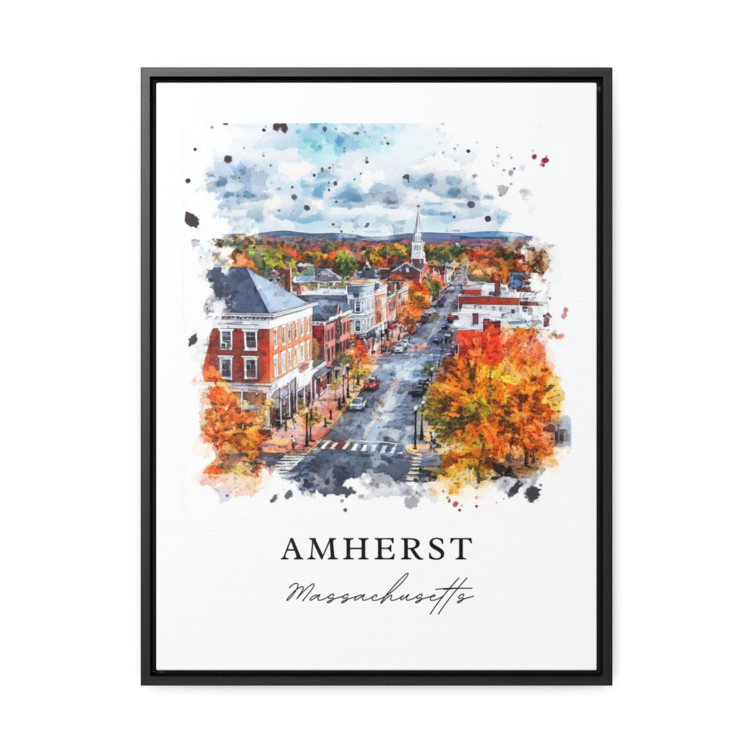 Amherst MA Wall Art, Amherst Print, Amherst Watercolor Art, Amherst Massachusetts Gift, Travel Poster, Housewarming Gift