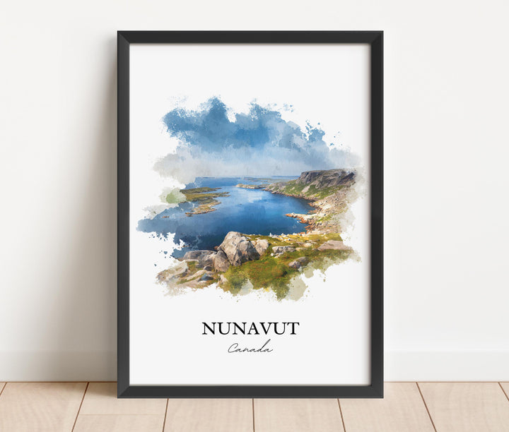 Nunavut Wall Art, Nunavut Canada Print, Canada Watercolor Art, Northern Canada Gift, Nunavut Travel Print, Travel Poster, Housewarming Gift