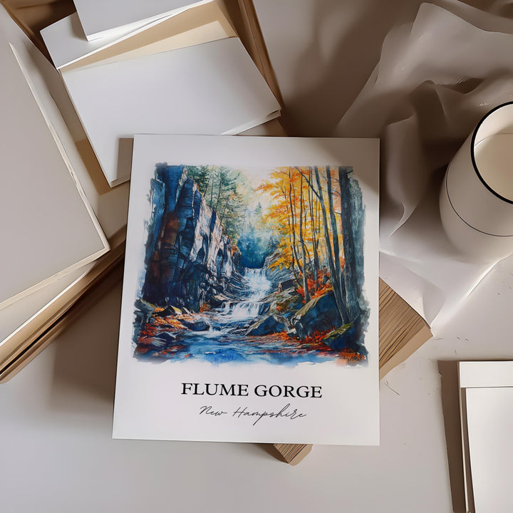 Flume Gorge, New Hampshire, USA – Watercolor Art Print