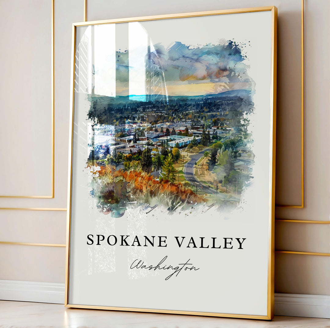 Spokane Valley Art, Spokane Washington Print, Spokane Watercolor Art, Spokane Valley Gift,