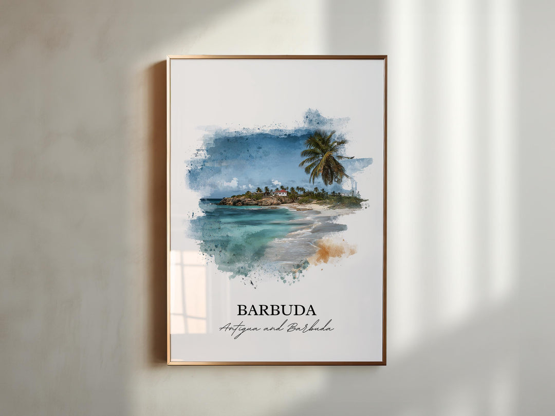Barbuda Wall Art, Barbuda Print, Barbuda Watercolor Art, Antigua and Barbuda Gift, Barbuda Travel Print, Travel Poster, Housewarming Gift