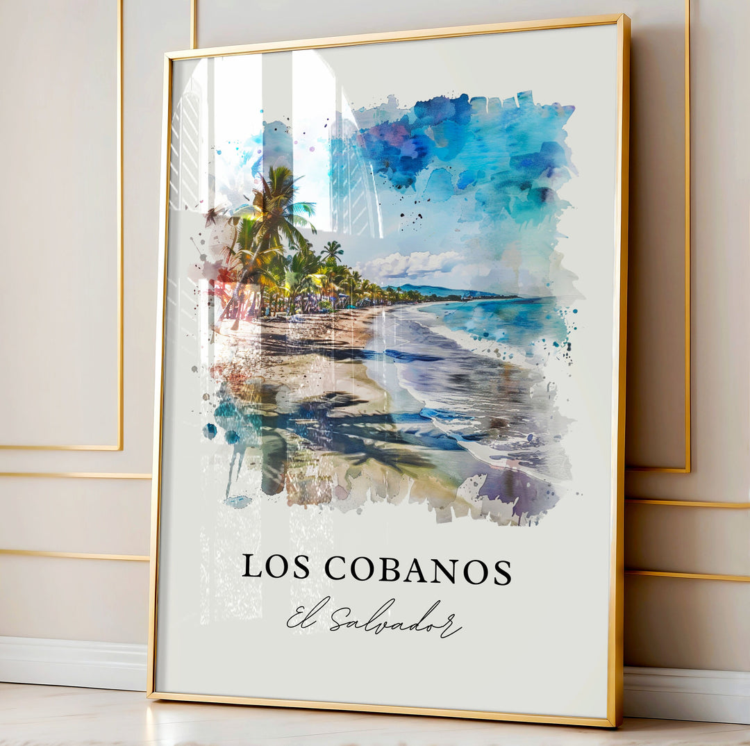 Los Cobanos Art, Los Cobanos Print, Sonsonate Watercolor, Los Cobanos El Salvador Gift, Travel Poster, Housewarming Gift