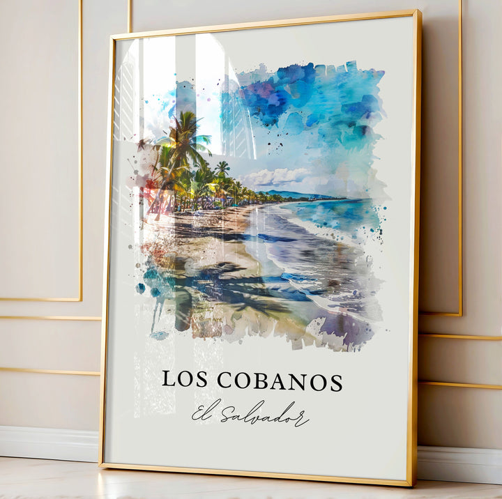 Los Cobanos Art, Los Cobanos Print, Sonsonate Watercolor, Los Cobanos El Salvador Gift, Travel Poster, Housewarming Gift
