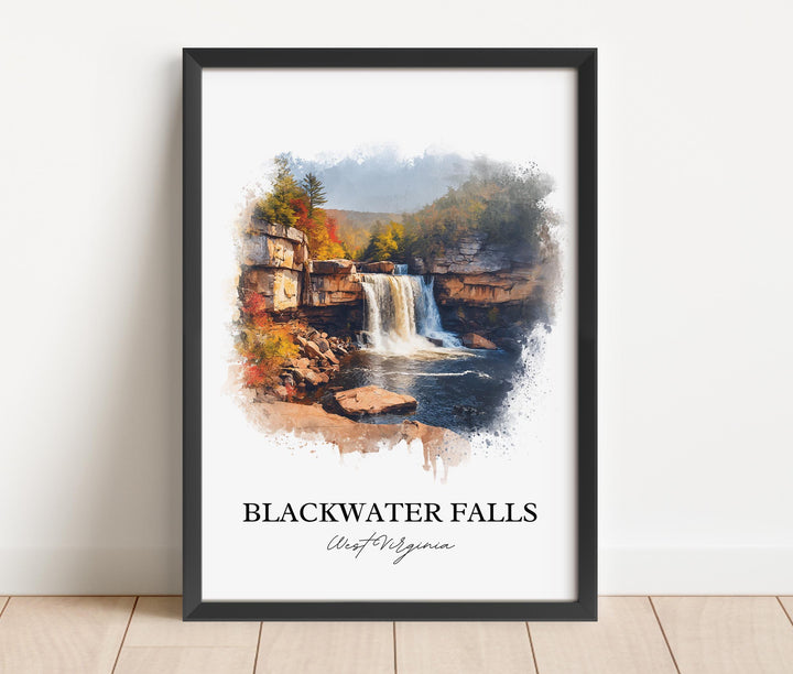 Blackwater Falls Art, Blackwater Falls WV Print, West Virginia Artwork, Thomas WV Gift, Travel Print, Travel Poster, Housewarming Gift