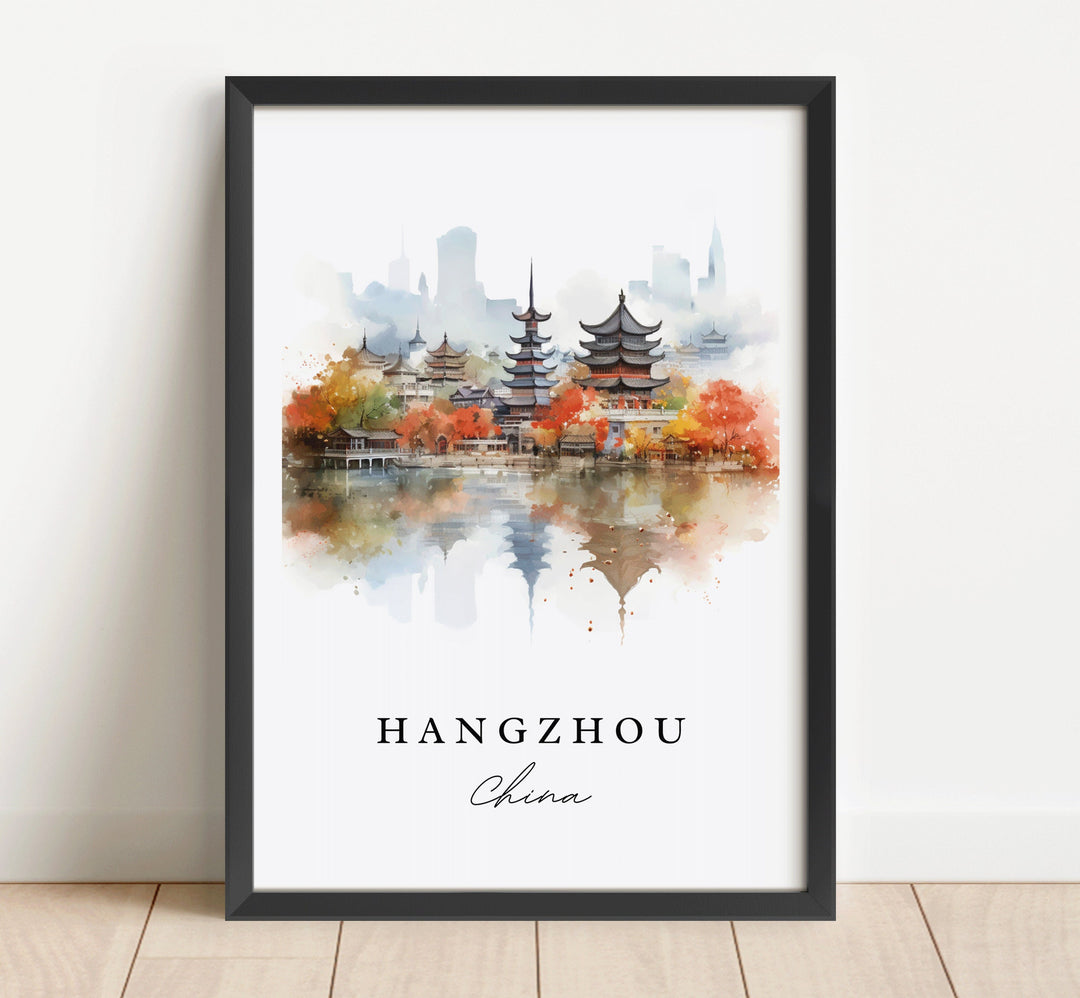 Hangzhou China wall art - China, Hangzhou poster, Hangzhou Wedding gift, Hangzhou Birthday present, Custom Text, Personalized Gift