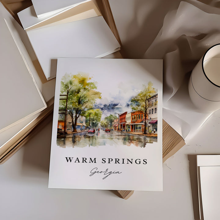 Warm Springs GA wall art - Georgia, Warm Springs poster print, Warm Springs Wedding gift, Birthday present, Custom Text, Perfect Gift