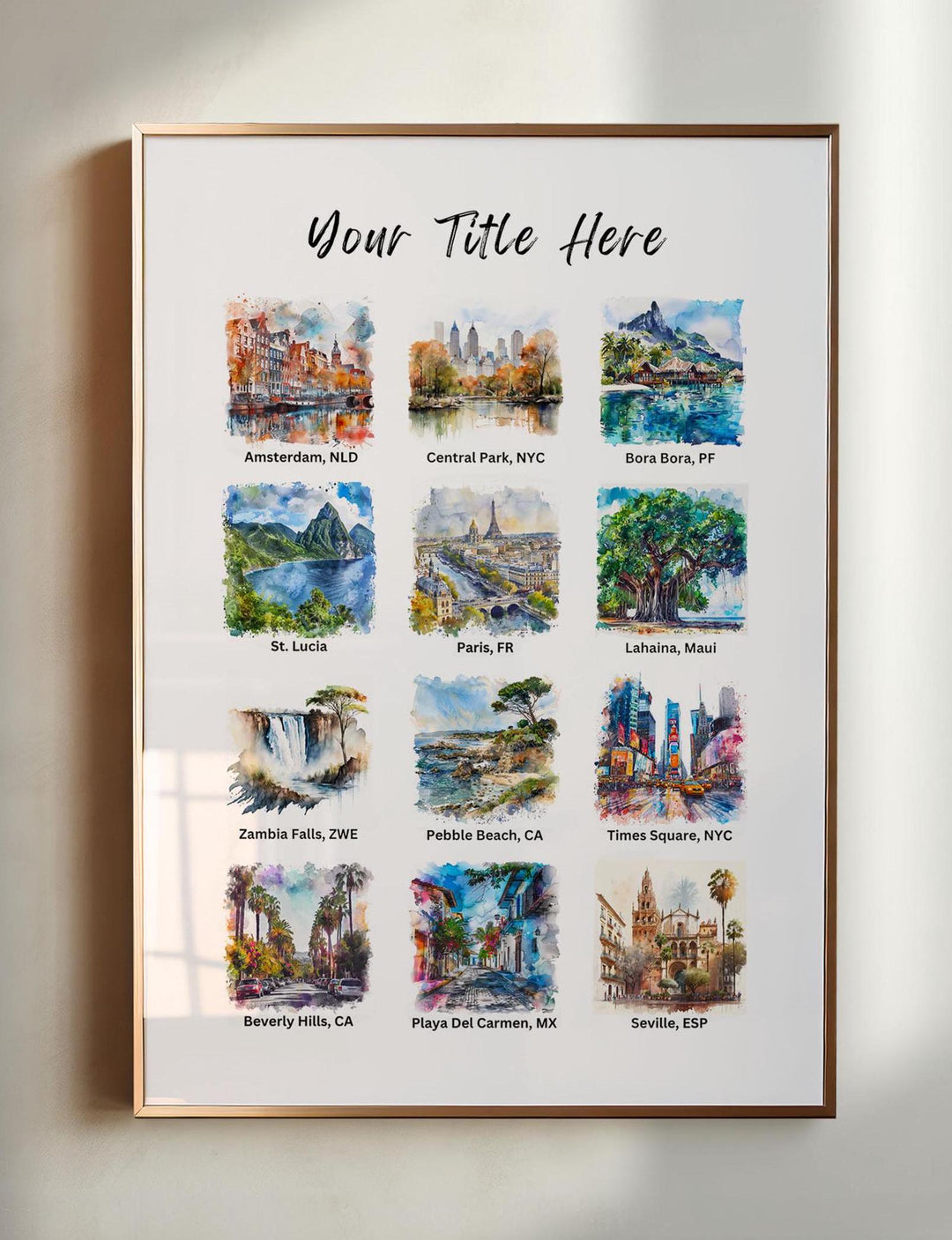 Personalized Travel Destinations Print, Study Abroad Art, Holiday Travel Lover Gift, Anniversary Gift, Birthday Gift, Custom Travel Artwork