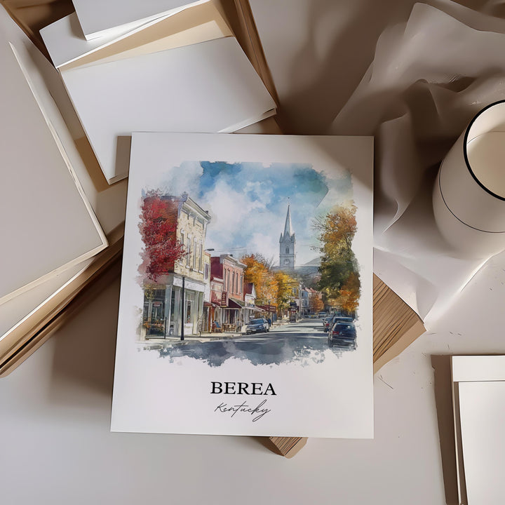 Berea KY Wall Art, Madison County KY Print, Kentucky Watercolor Art, Berea Kentucky Gift, Travel Print, Travel Poster, Housewarming Gift