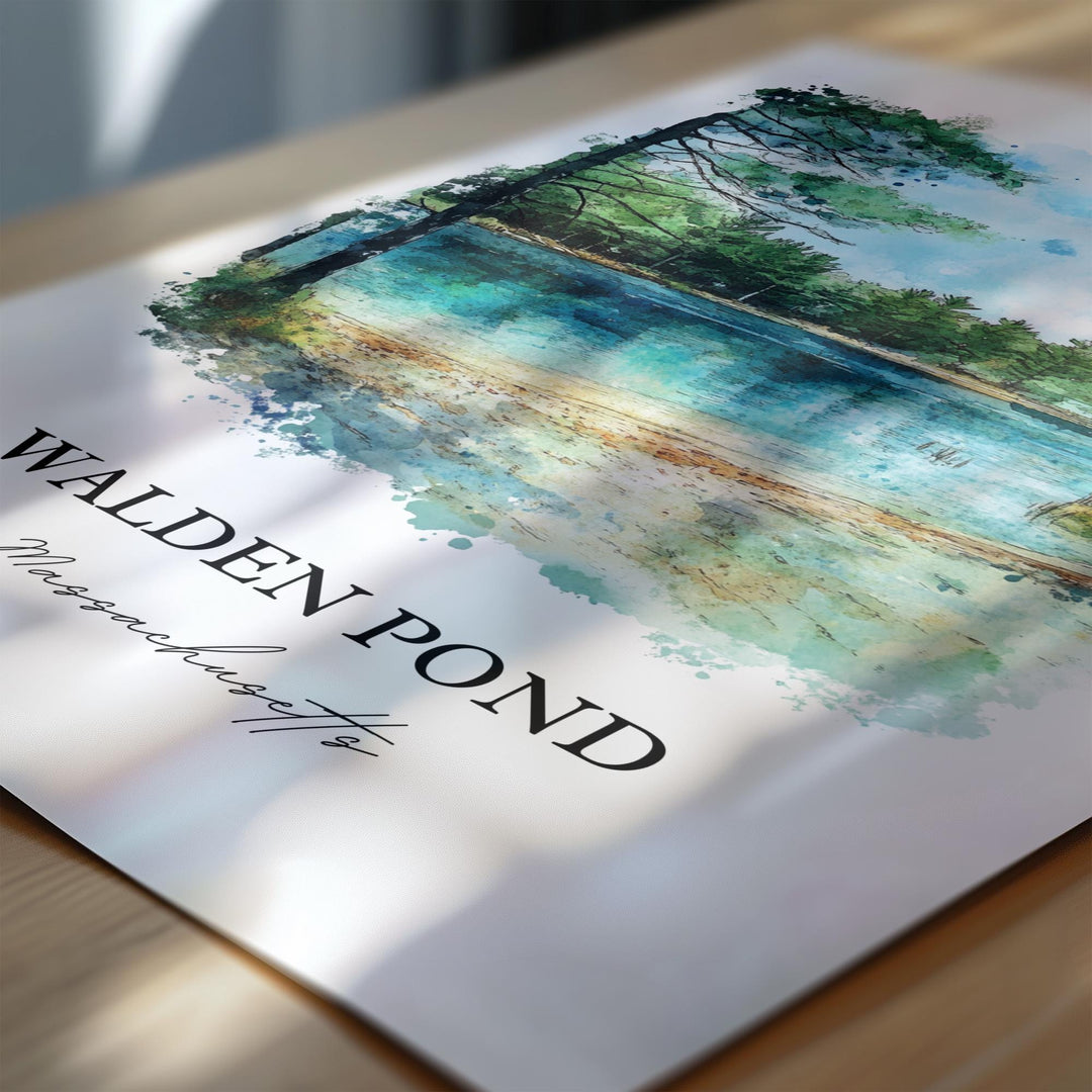 Walden Pond, Massachusetts, Massachusetts – Watercolor Art Print