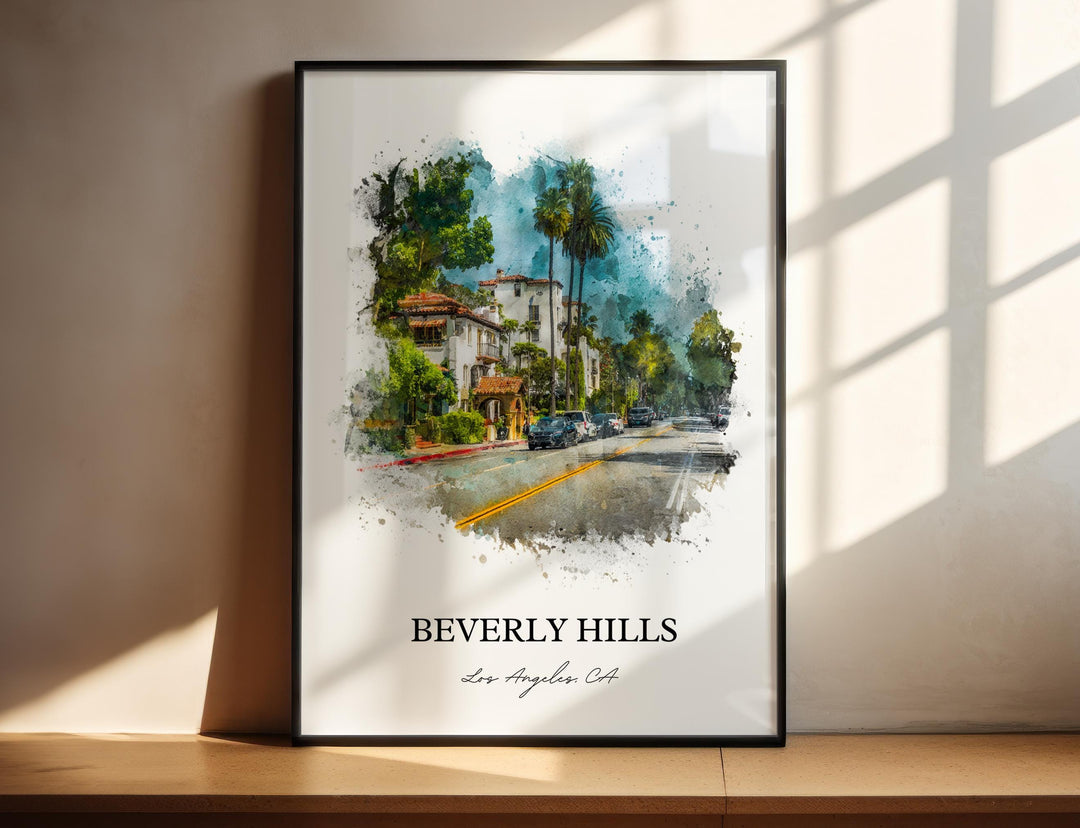 Beverly Hills, California – Watercolor Art Print