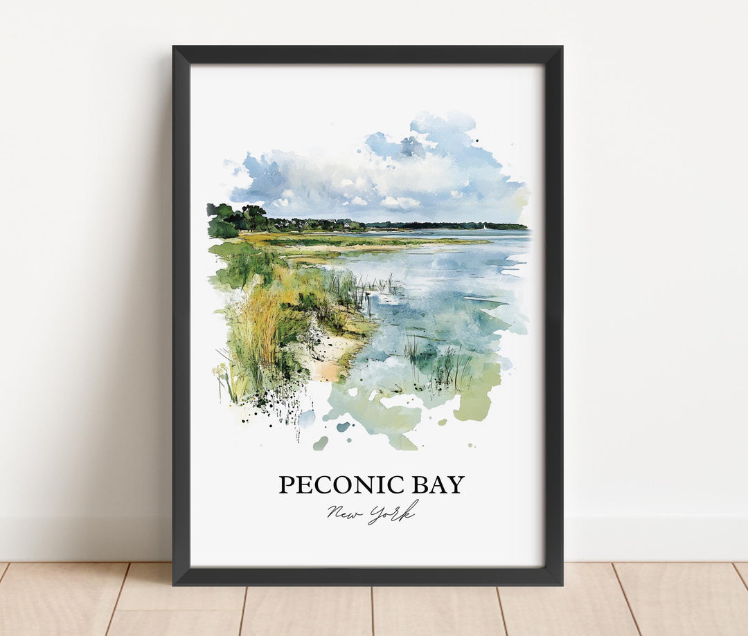 Peconic Bay Wall Art, Suffolk County Print, Long Island Watercolor Art, Peconic Bay Gift, Travel Print, Travel Poster, Housewarming Gift