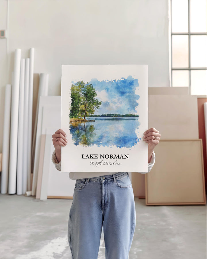 Lake Norman, NC, USA – Watercolor Art Print