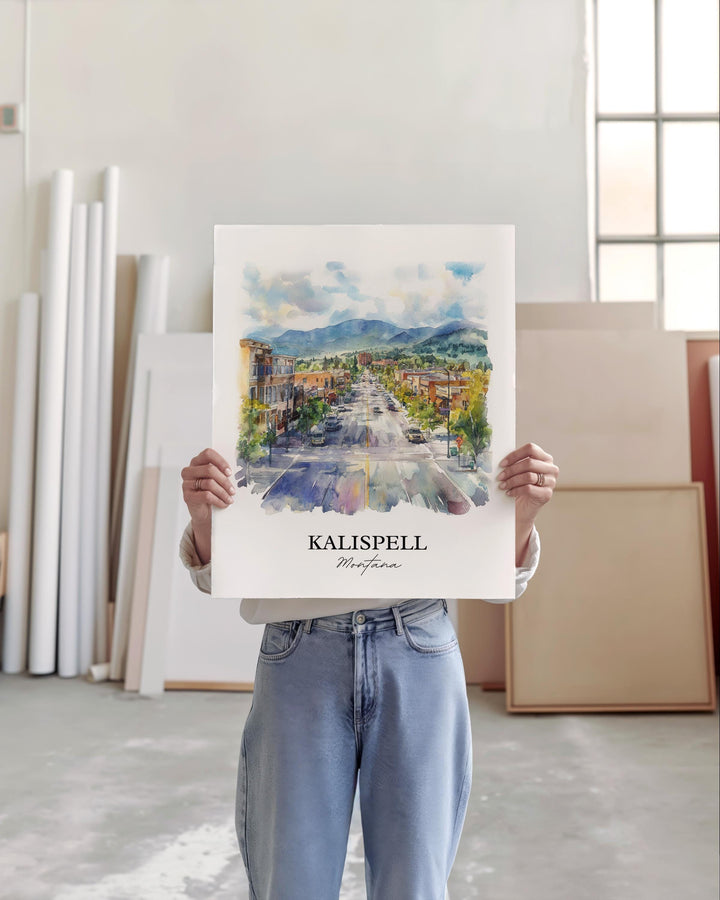 Kalispell MT Wall Art, Glacier National Park Print, Montana Artwork, Kalispell Montana Gift, Travel Print, Travel Poster, Housewarming Gift