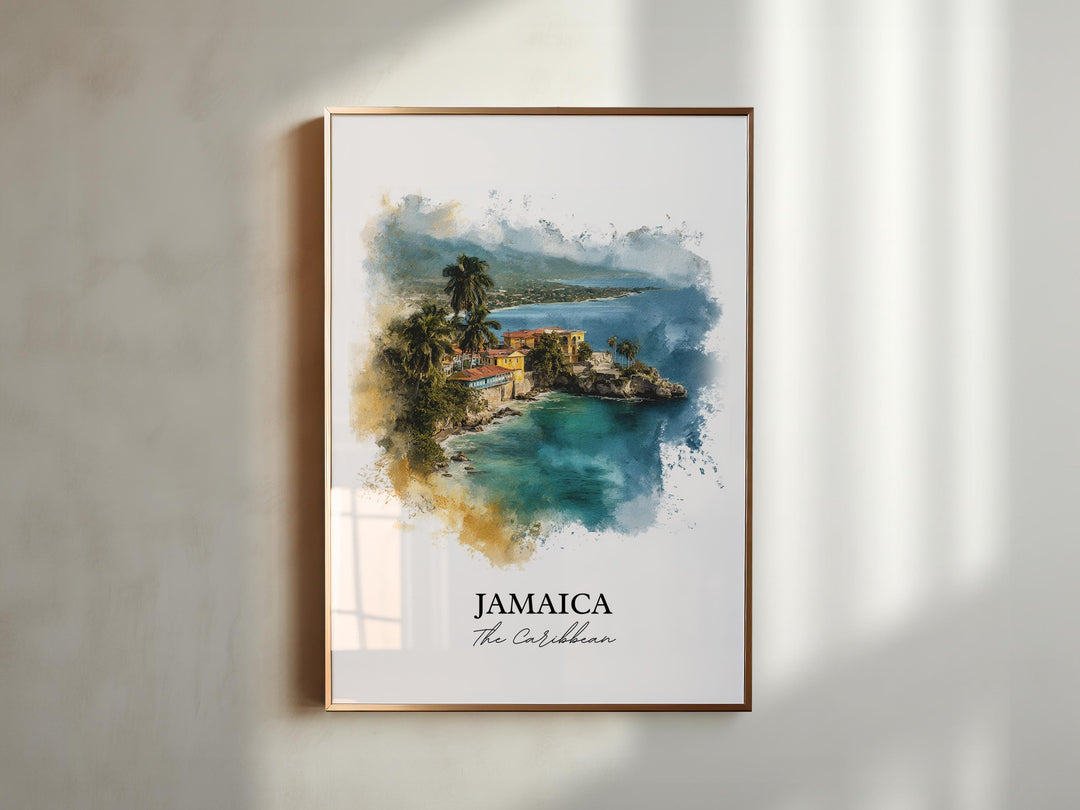 Jamaica Wall Art, Jamaica Print, Caribbean Watercolor Art, Jamaica Gift, Travel Print, Travel Poster, Housewarming Gift