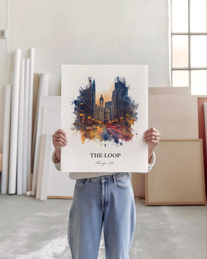 The Loop, Chicago Illinois – Watercolor Art Print