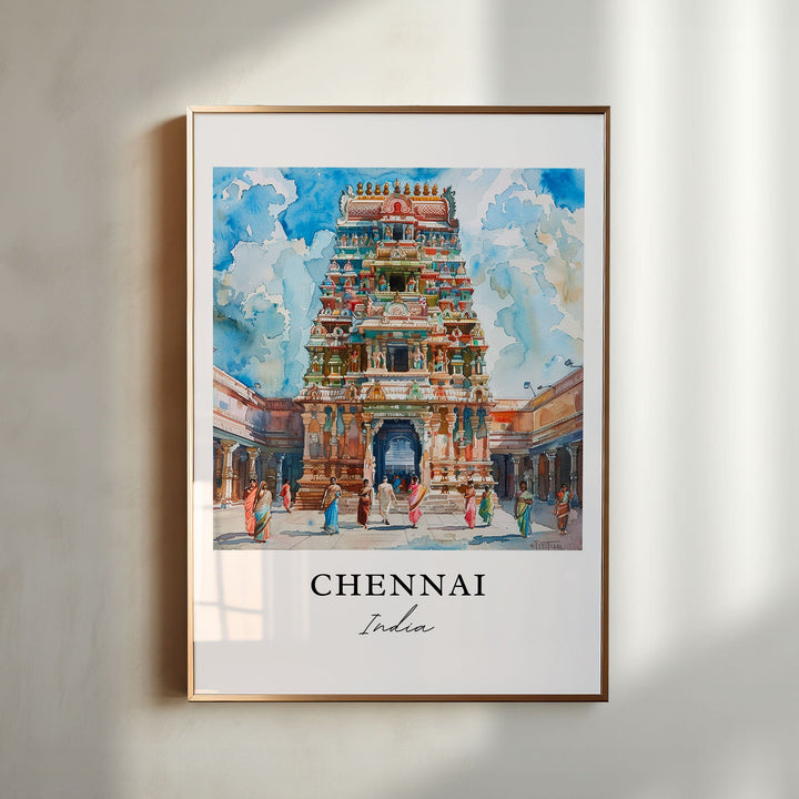 Chennai India Wall Art, Chennai Print, Chennai Watercolor, Chennai India Gift,