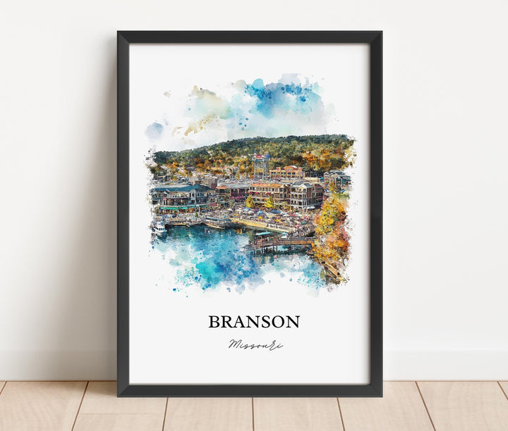 Branson MO Wall Art, The Ozarks Print, Missouri Watercolor Art, Branson Missouri Gift, Travel Print, Travel Poster, Housewarming Gift