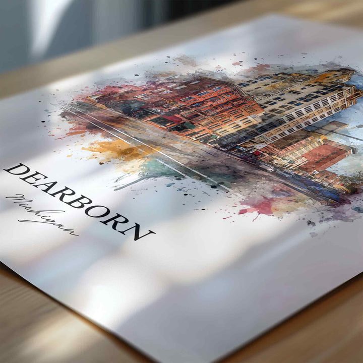 Dearborn, Michigan – Watercolor Art Print