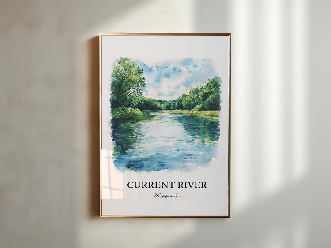 Current River Wall Art, Ozarks Print, Missouri Watercolor Art, Current River MO Gift, Travel Print, Travel Poster, Housewarming Gift
