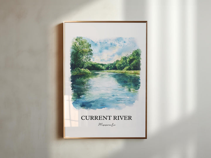 Current River Wall Art, Ozarks Print, Missouri Watercolor Art, Current River MO Gift, Travel Print, Travel Poster, Housewarming Gift