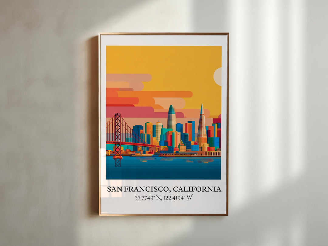 San Francisco Art, San Fran Retro Travel Art, San Fran Decor, San Francisco Gift, California Travel Art, Travel Prints, Housewarming Gift