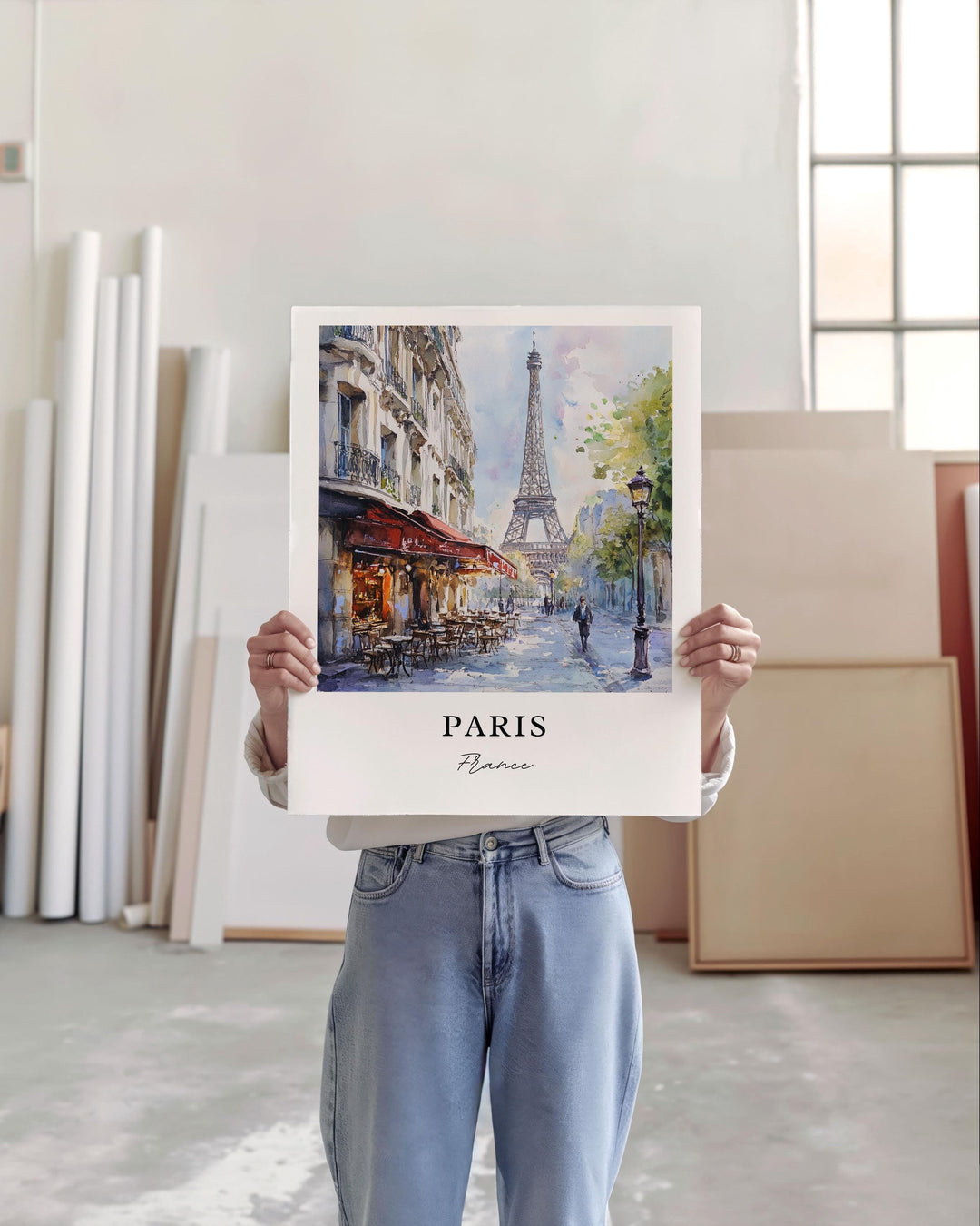 Streets of Paris Wall Art, Paris France Print, Paris Watercolor Art, Paris France Gift, Travel Print, Travel Poster, Housewarming Gift