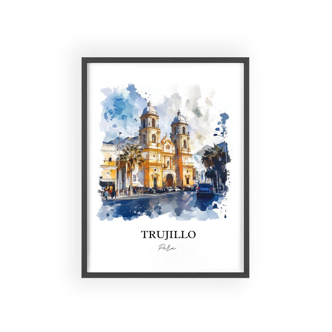 Trujillo Peru Wall Art, La Libertad Print, Peru Watercolor Art, Trujillo Peru Gift, Travel Print, Travel Poster, Housewarming Gift