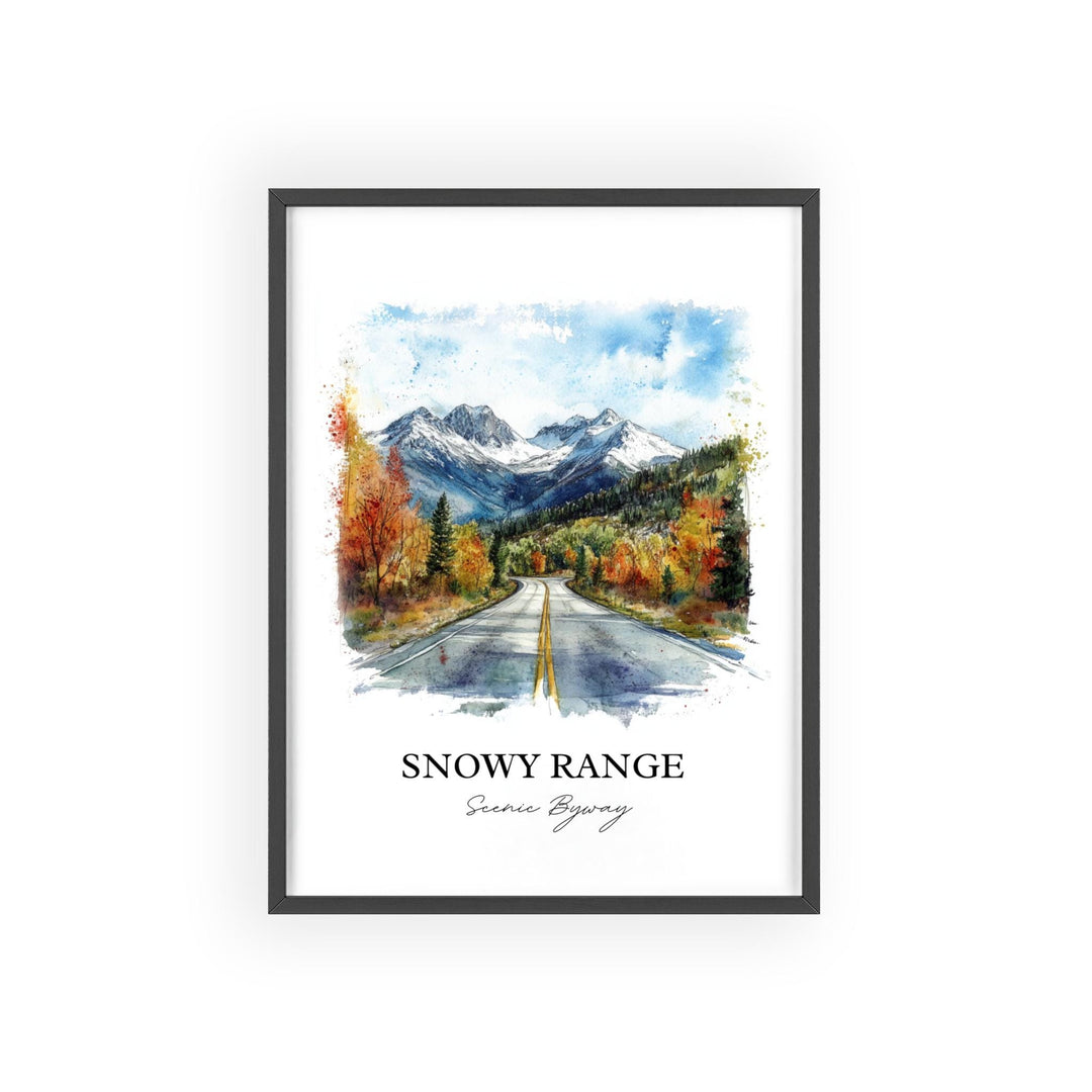 Snowy Range Scenic Byway Wall Art, Laramie Print, Wyoming Watercolor Art, Snowy Range Gift, Travel Print, Travel Poster, Housewarming Gift