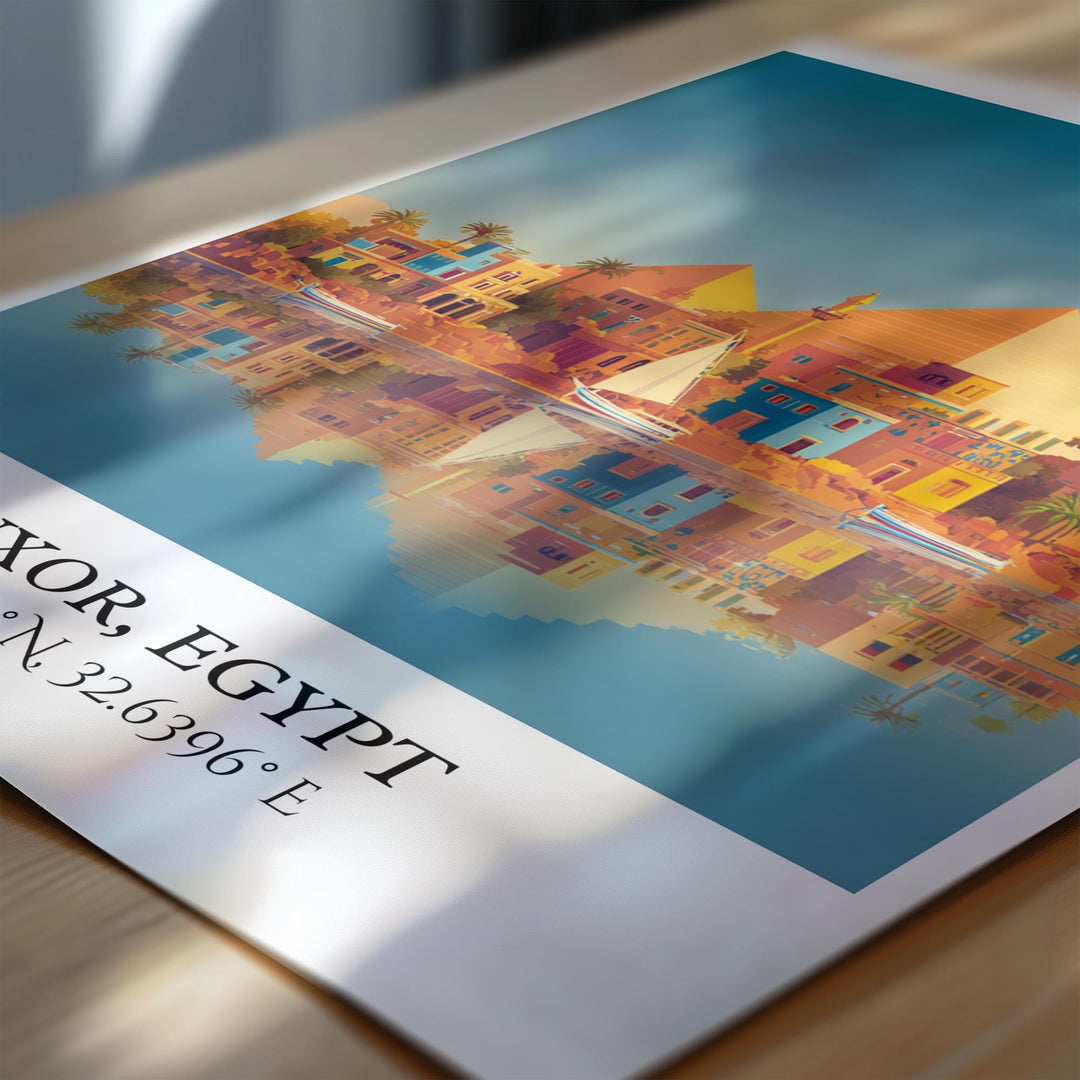 Luxor Egypt Art, Luxor Egypt Retro Travel Art, Egypt Home Decor, Egypt Gift, Egyptian Travel Art, Travel Prints, Housewarming Gift
