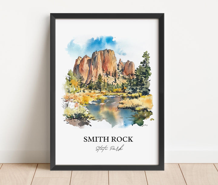 Smith Rock State Park Art, Deschutes County Print, Oregon Watercolor, Smith Rock Park Gift, Travel Print, Travel Poster, Housewarming Gift