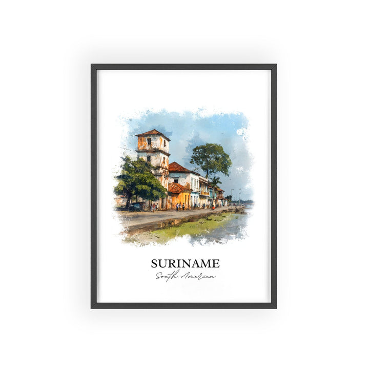Suriname Wall Art, Suriname Print, Suriname Watercolor Art, Suriname Country Gift, Travel Print, Travel Poster, Housewarming Gift