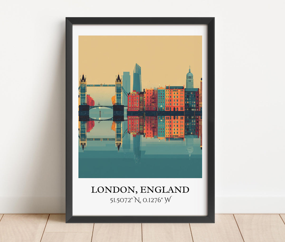 London England Art, London Retro Travel Art, London Home Decor, England Gift, London Travel Art, Travel Prints, Housewarming Gift