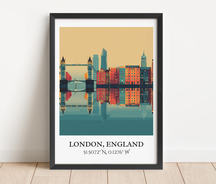 London England Art, London Retro Travel Art, London Home Decor, England Gift, London Travel Art, Travel Prints, Housewarming Gift